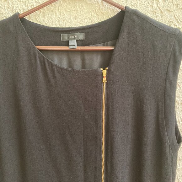 J. Crew Black JUMPSUIT Asymmetrical  Zipper Cap Sleeve  Sz 14T  TALL Sexy - Picture 3 of 12